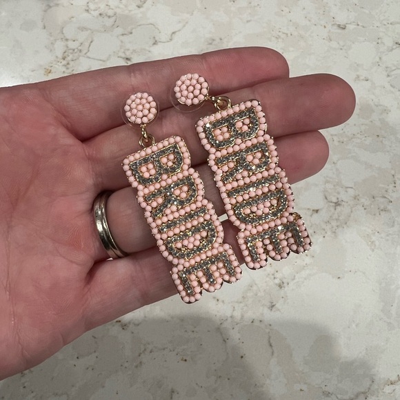 Elegant Pink Beaded Bride Earrings - Picture 1 of 1